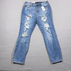Judy Blue Jeans Women 9 / 29 Boyfriend High Rise Straight Leg Mid Wash Destroyed